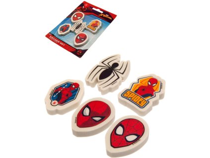 Guma mazací tvarovaná Spiderman set 5ks dětské školní potřeby na kartě