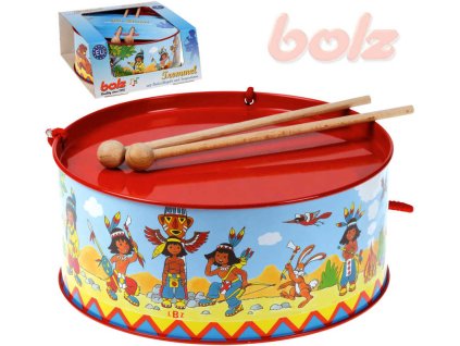 BOLZ Bubínek dětský potisk indiáni kov 20cm set se 2 paličkami
