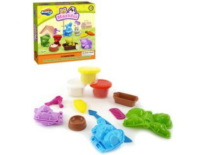 MAC TOYS Mazlíčci herní set modelína 3 kelímky s nástroji v krabici