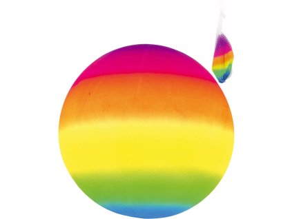 Míč duhový nafukovací gumový balónek 23cm v síťce