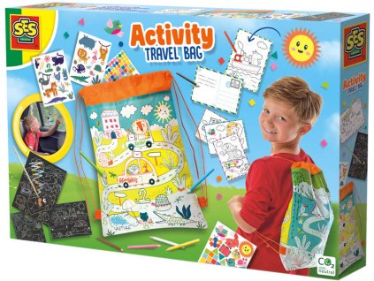 SES CREATIVE Sada her na cesty kreativní set s aktivitami v batůžku