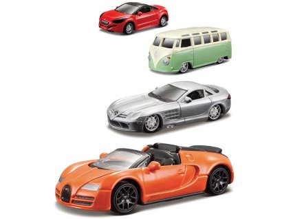 BBURAGO Auto kovové 8cm model 1:64 různé druhy na kartě