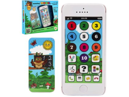 Telefon naučný baby dětský dotykový mobil moudrá sova s krytem na baterie Zvuk