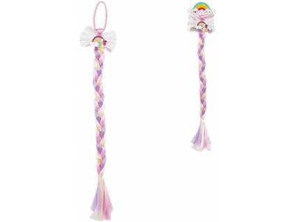 Copánek do vlasů na gumičku 38cm příčesek holčičí duhový flitrový