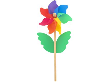 Větrník duhový květina 15x38cm dřevěná tyčka plastová růžice