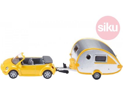 SIKU Auto Kabriolet VW New Beetle s karavanem