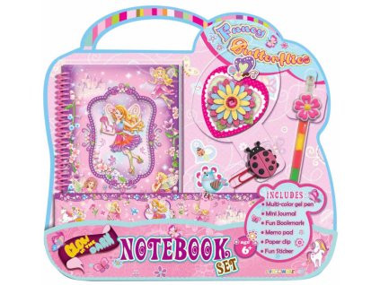 Deník s dekoracemi Víla holčičí set s gelovým perem svítí ve tmě