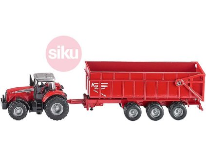SIKU Traktor farmářský Massey Ferguson s přívěsem Krampe 1:87 kovový model 1844