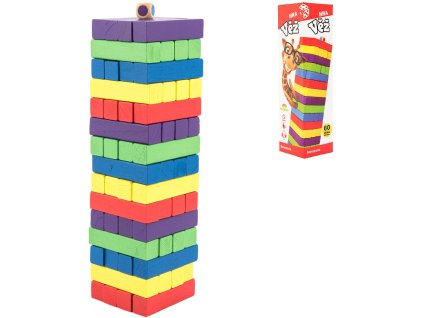 BONAPARTE DŘEVO Hra věž Jenga barevná 60 dílků *SPOLEČENSKÉ HRY*