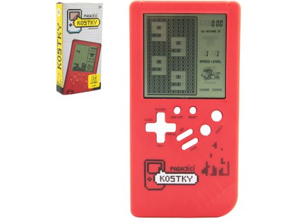 Hra retro digitální Tetris Brick Game padající kostky Červená na baterie Zvuk