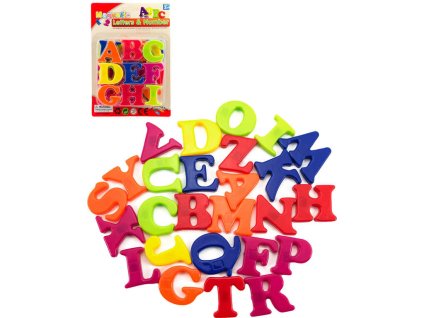 Písmena magnetická barevná 4cm set 27ks na kartě plast