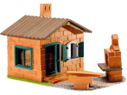 TEIFOC Domek s grilem 185 dílků pálené cihličky s maltou v boxu STAVEBNICE