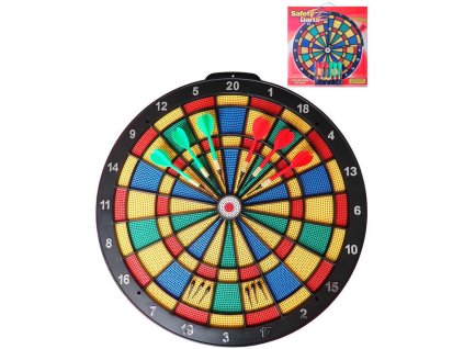 ACRA Hra šipky terč dírkovaný umělohmotný 45cm set se 6 šipkami a hroty