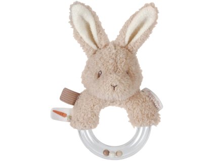 LITTLE DUTCH Baby chrastítko králíček kroužek s korálky pro miminko