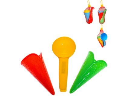 Pískový set zmrzlina 2 kornouty s naběračkou formičky 4 barvy plast