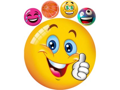 Míč MONDO 11cm malý s obrázkem smajlík/ovoce a zelenina s potiskem