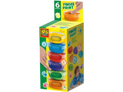 SES CREATIVE Barvy prstové 6x45ml malé kalíšky baby kreativní set
