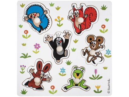 DETOA DŘEVO Puzzle vkládací malé Krtek (Krteček) na desce 6 dílků s úchyty