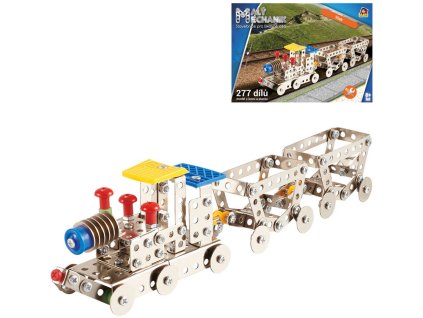 MALÝ MECHANIK Vlaková souprava 277 dílků kovová STAVEBNICE typu Merkur