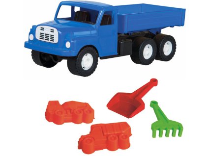 DINO Tatra T148 klasické nákladní auto 30cm modrá valník + pískový set 5ks