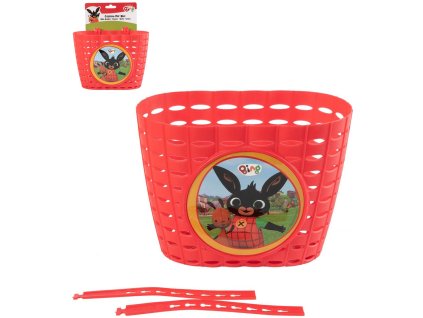 Košík plastový na dětské kolo králíček Bing na řídítka červený holčičí