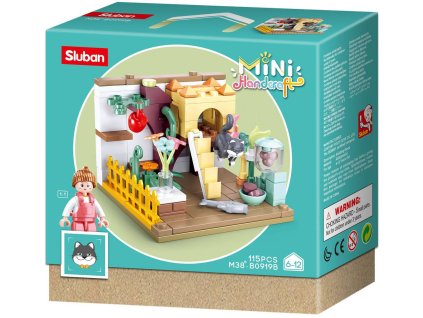 SLUBAN Mini Handcraft Domeček pro kočičku 115 dílků + 1 figurka STAVEBNICE