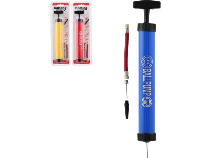 Pumpička na míče ruční hustilka kovový hrot univerzální set se 2 jehlami 3 barvy