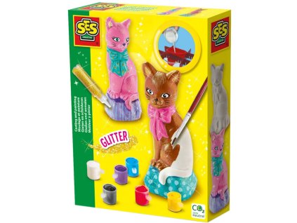 SES CREATIVE Odlévání a malování kočka se třpytkami kreativní set