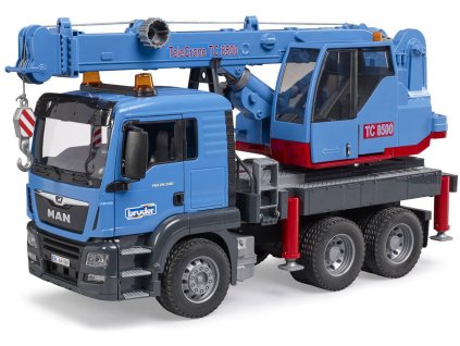 BRUDER 03771 MAN TGS Autojeřáb modrý model 1:16 na baterie Světlo Zvuk