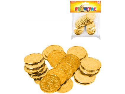 KARNEVAL Zlaté mince zlaťáky set 24ks v sáčku *KARNEVALOVÝ DOPLNĚK*