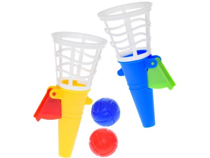 Hra catch ball set 2 vystřelovací košíčky + 2 míčky fotbal chytání míčků