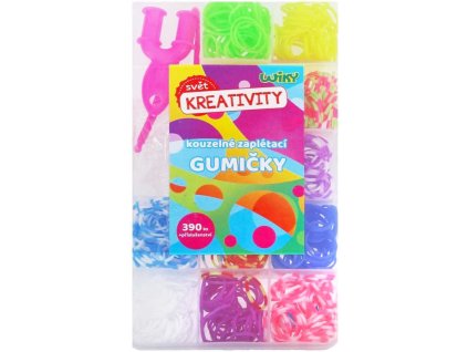 UDĚLEJ SI NÁRAMEK Gumičky LOOM BANDS 390ks set s doplňky v boxu