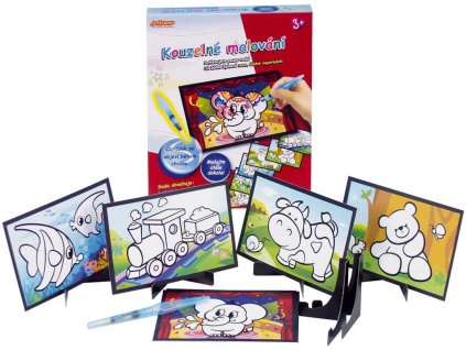 Kouzelné malování vodou kreativní set 6 obrázků se stojánky a štětcem