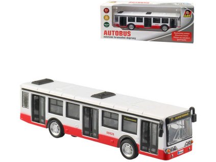 Autobus kovový 16cm zpětný chod český design otevírací dveře