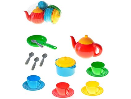 Baby dětské barevné nádobí holčičí set 16ks v síťce plast