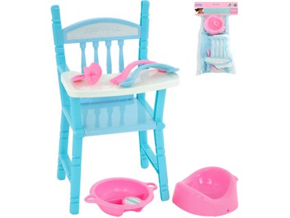 Stolička jídelní židlička na krmení pro panenku miminko set s nočníkem a doplňky