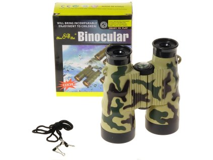 Dalekohled dětský vojenský plastový triedr s potiskem maskáč s kompasem