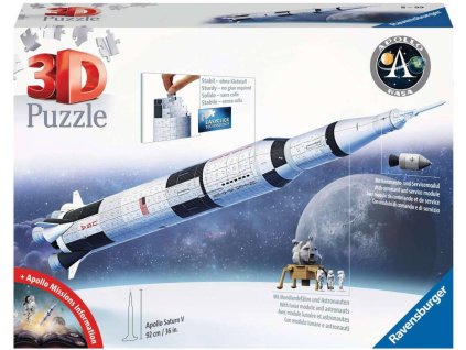 RAVENSBURGER Puzzle 3D Vesmírná raketa Saturn V 440 dílků 70x50cm skládačka