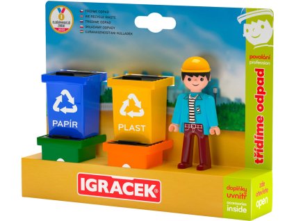 EFKO IGRÁČEK TRIO Třídíme odpad set figurka kloubová + 4 popelnice