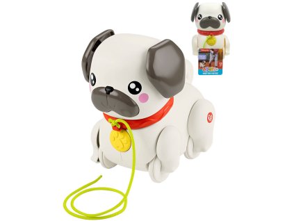 FISHER PRICE Baby pes mopslík chodící tahací na kolečkách plast