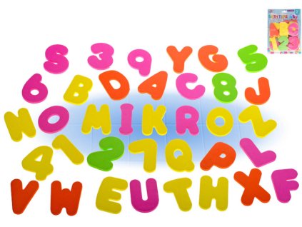 Písmena a čísla pěnová brevná set 36ks na koupání do vany do vody