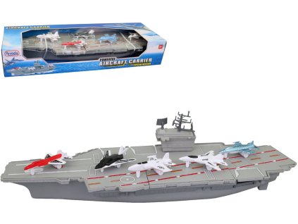 Loď letadlová plastová 46cm herní set s 5 letadly v krabici
