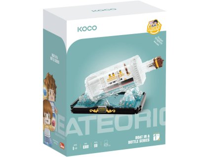 Stavebnice mini KOCO Titanic v lahvi 918 dílků + 2 figurky plast