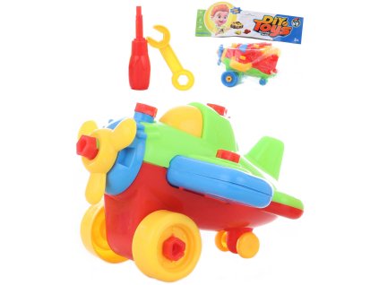 Letadlo vrtulové šroubovací montážní herní set se 2 nástroji 2 barvy