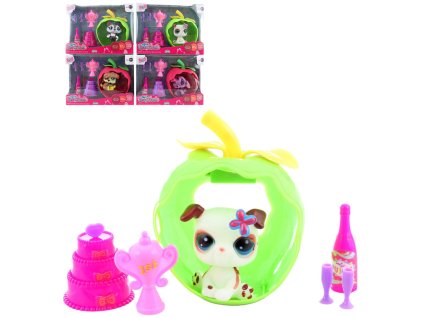 Zvířátko set s domečkem ovoce a doplňky na baterie Světlo 4 druhy