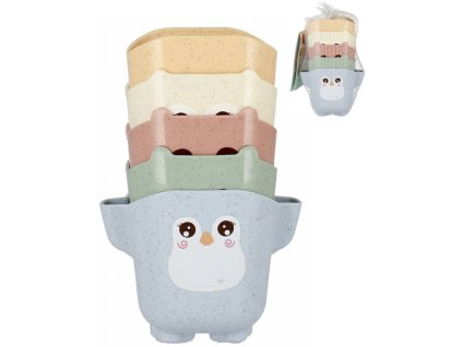 BAM BAM Baby kelímky do vody zvířátka s přísavkou do vany set 5ks pro miminko