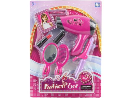 Kadeřnice dětská sada krásy s fénem na baterie s doplňky plast