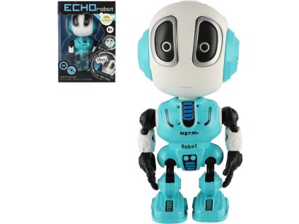 Robot Echo modrý kovový opakující věty na baterie Světlo Zvuk