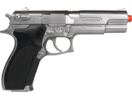 Pistole policejní kovová na kapsle 8 ran dětská zbraň kapslovka stříbrná