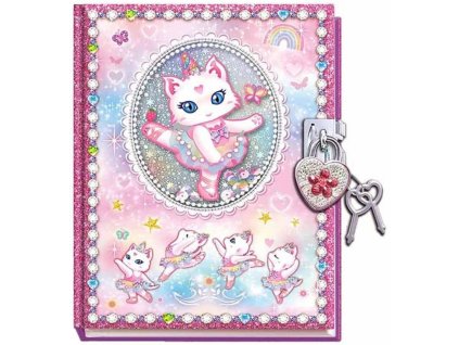 Deník dětský tajný holčičí kočička set se zámkem a klíčky